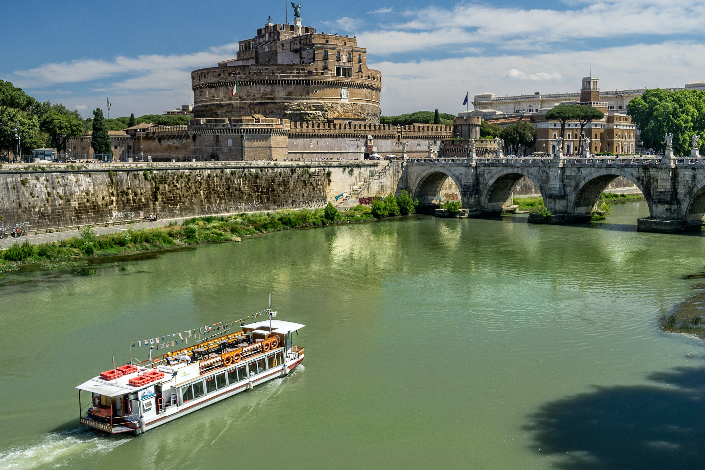 Boat on the Tiber river